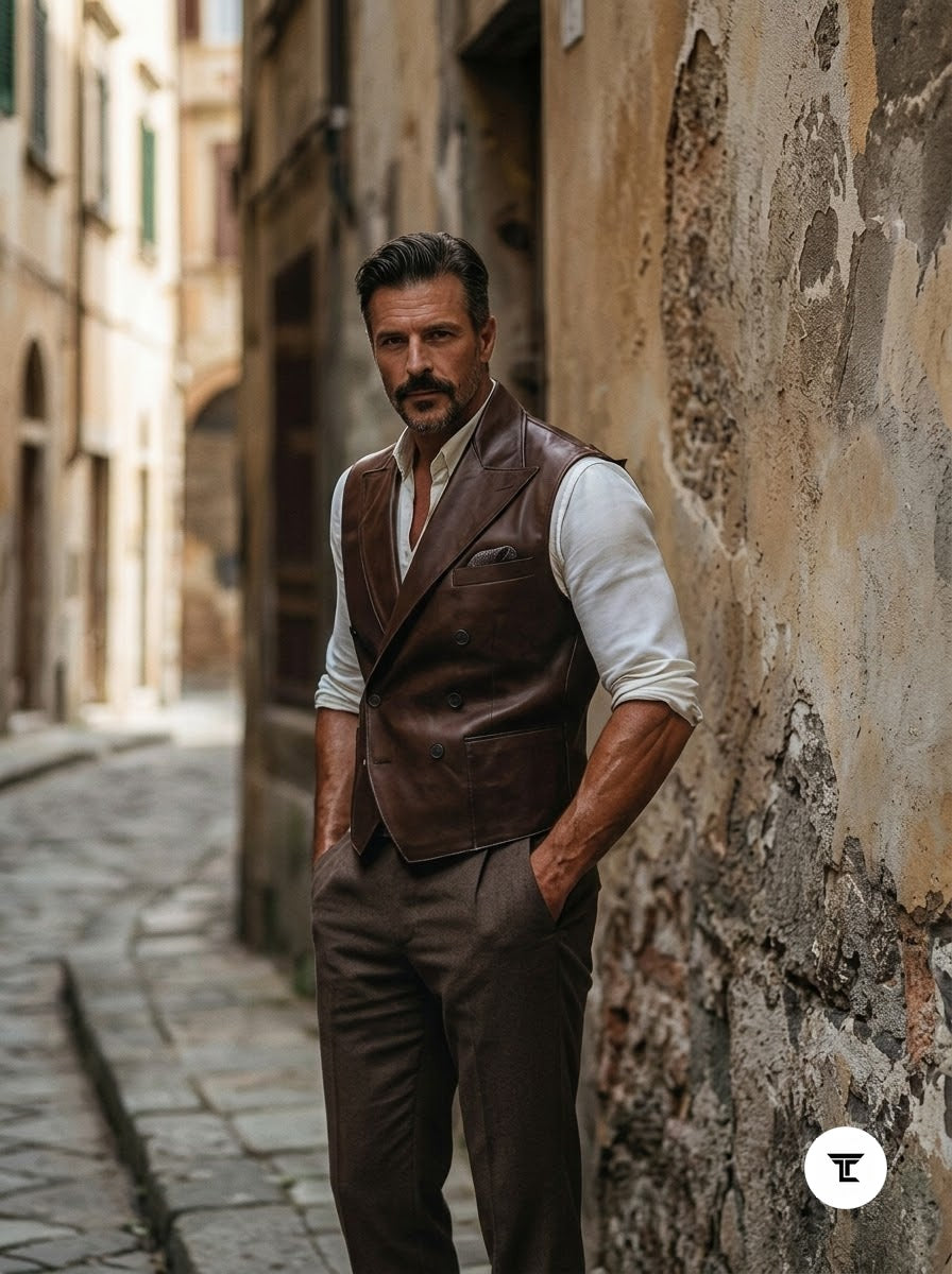 Taj Heritage Firenze Vintage Leather Waistcoat