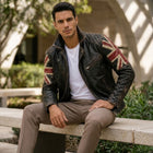 Taj Heritage Britannia Vintage Union Jack Leather Biker Jacket - View 1000166370