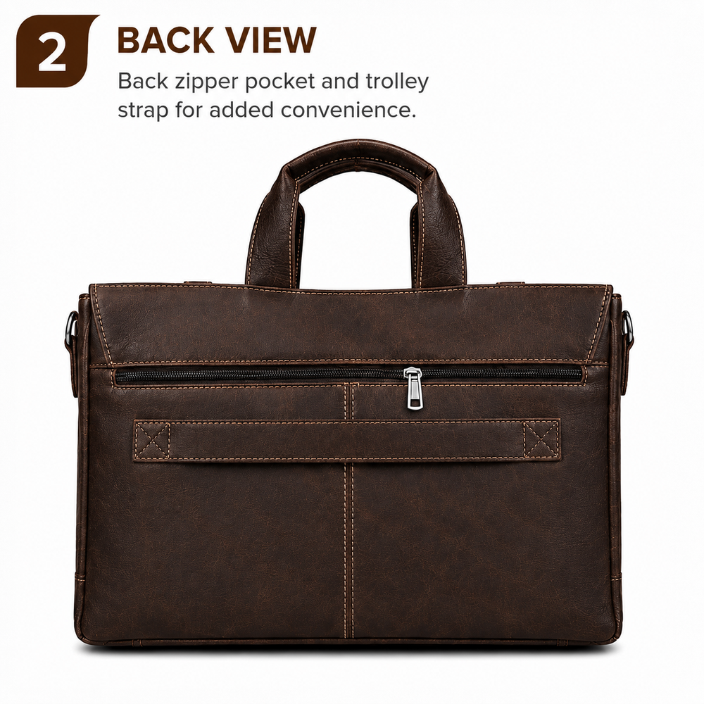 Oil Pull Up Leather Laptop bag For Men - Office Bag - Fits Up to 14/15.5/16 inch