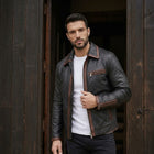 Taj Heritage Rustica Washed Cafe Racer Leather Jacket