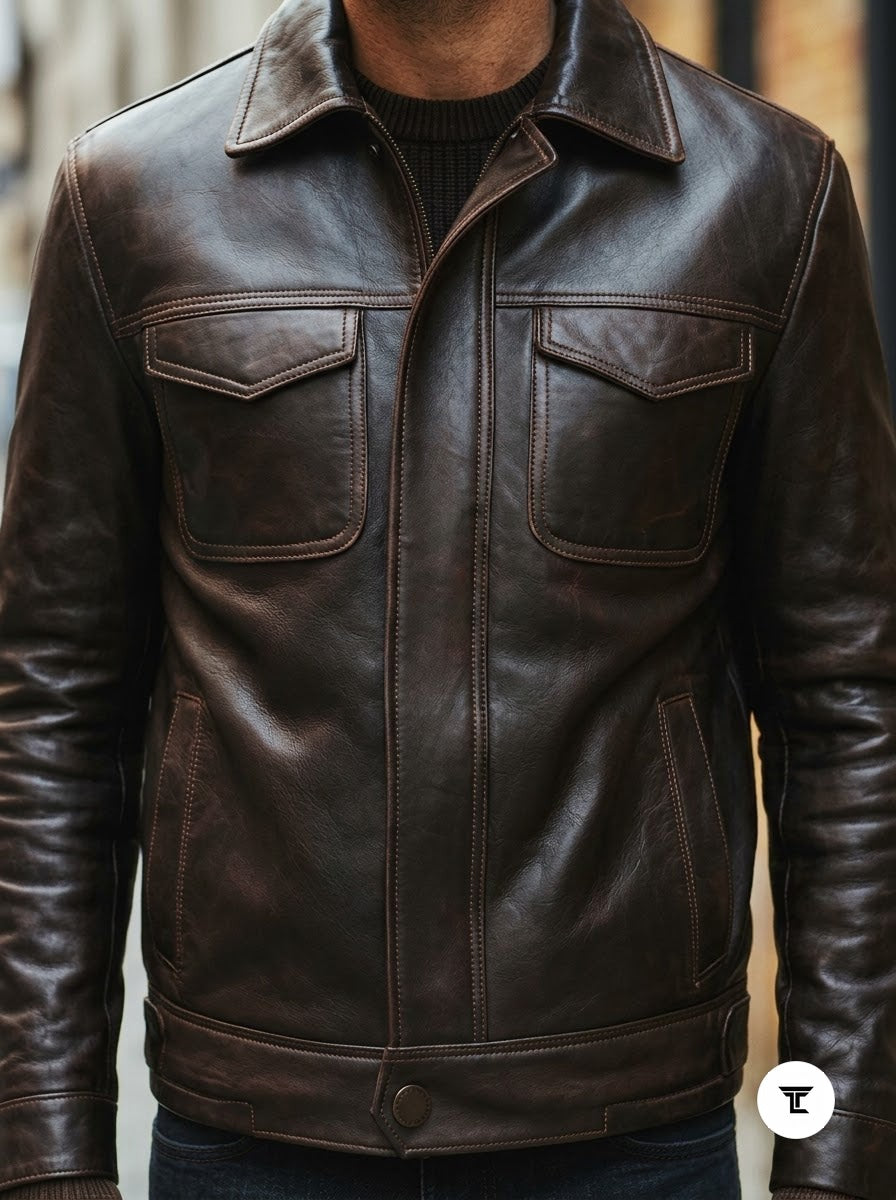 Taj Artisan Serengeti Dark Espresso Multi-Pocket Leather Safari Jacket - View 1000166655