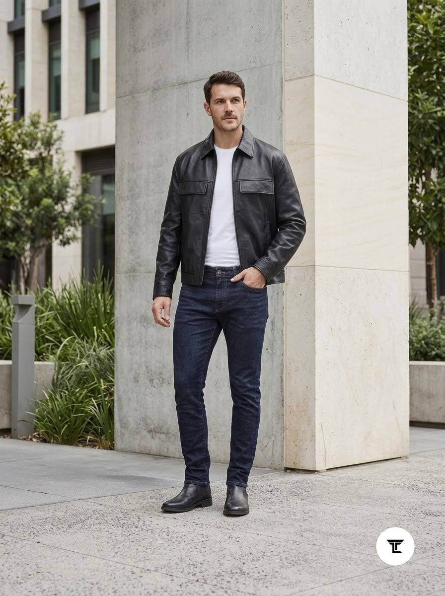 Taj Signature Metropolitan Black Leather Overshirt