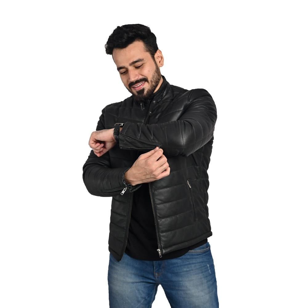 Men's Puffer Leather Jacket – 100% Pure Leather – Handmade Craftsmanship
