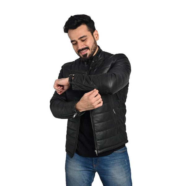 Men's Puffer Leather Jacket – 100% Pure Leather – Handmade Craftsmanship