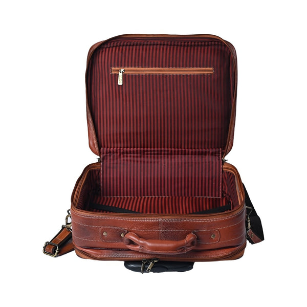 Taj Leather Trolly Suitcase Bag - 100% Leather
