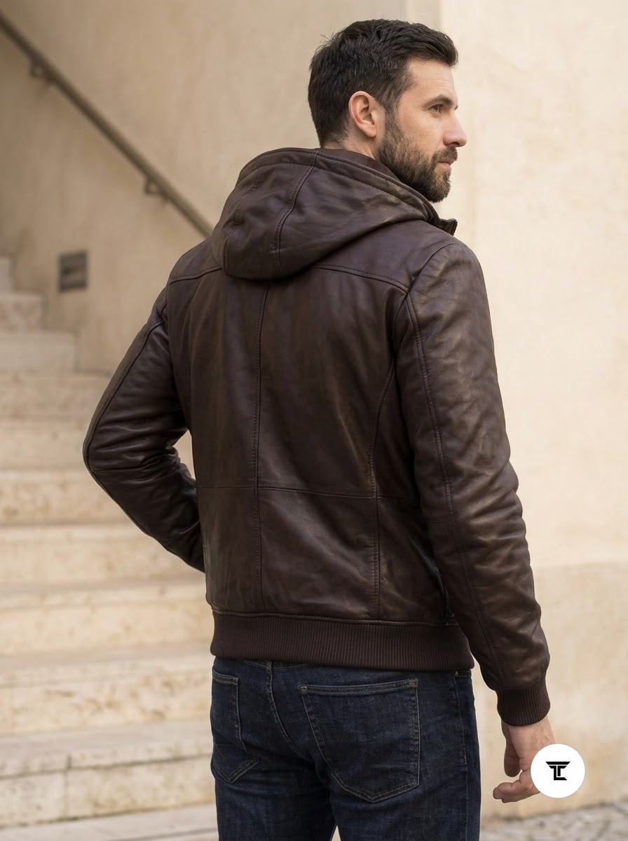 Taj Signature Yukon Hooded Leather Bomber