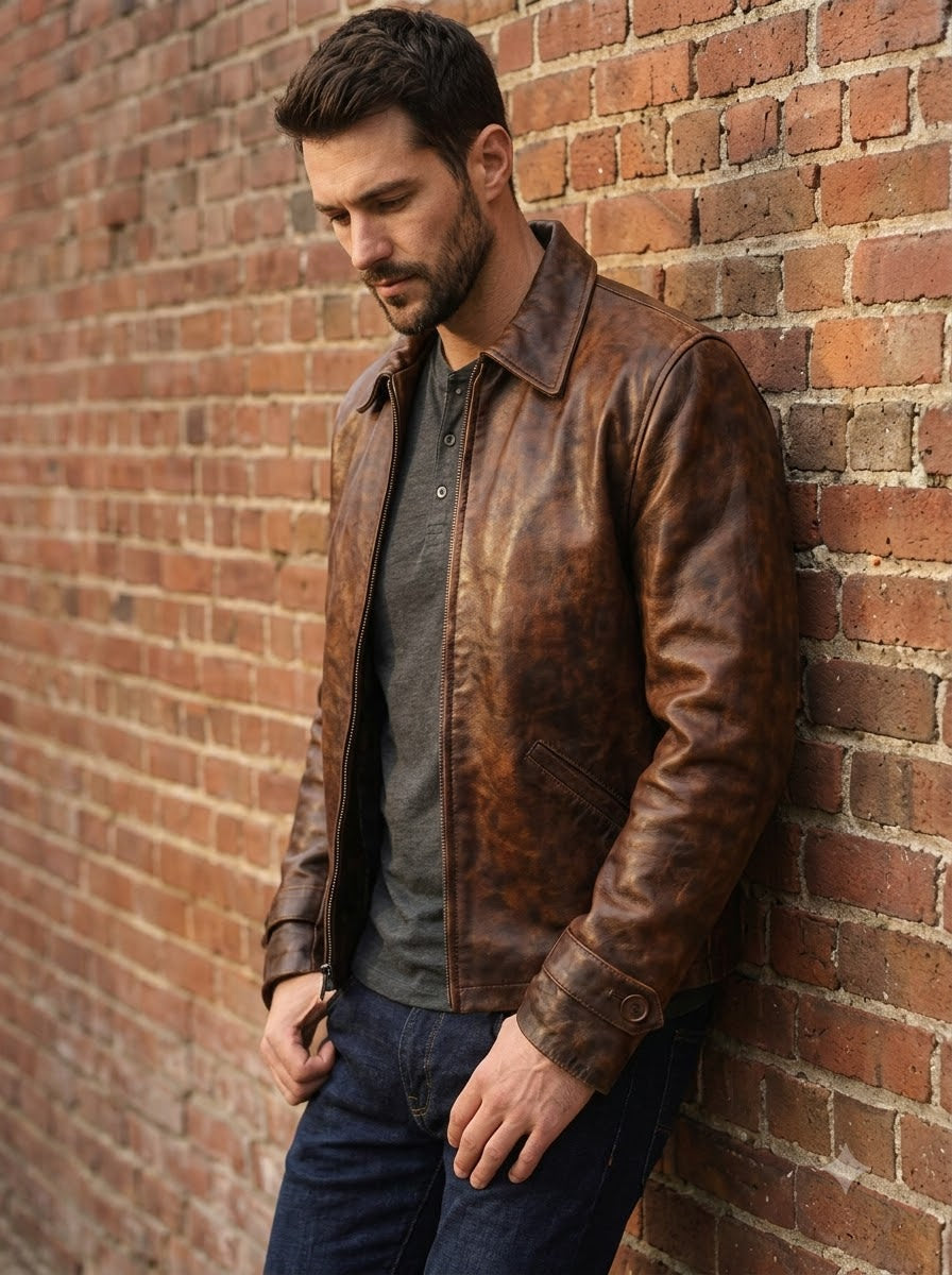 Taj Heritage Maverick Distressed Leather Jacket