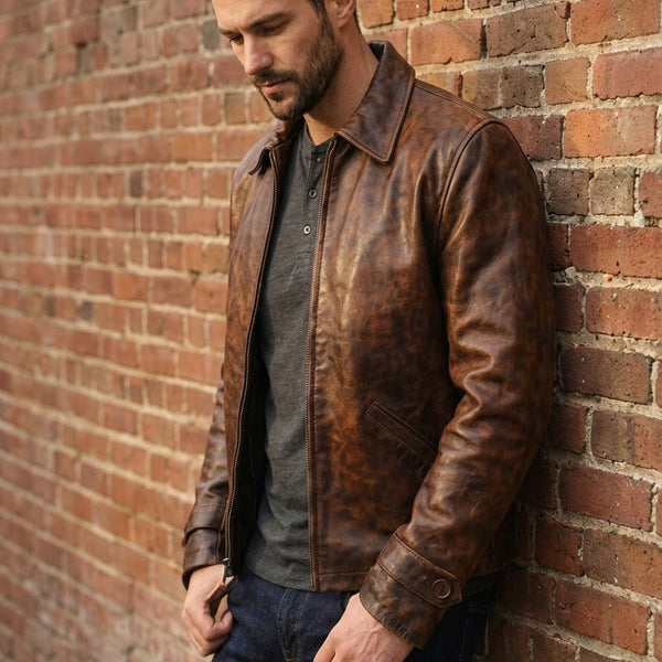 Taj Heritage Maverick Distressed Leather Jacket