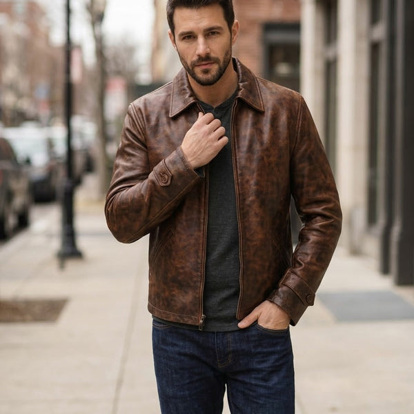 Taj Heritage Maverick Distressed Leather Jacket
