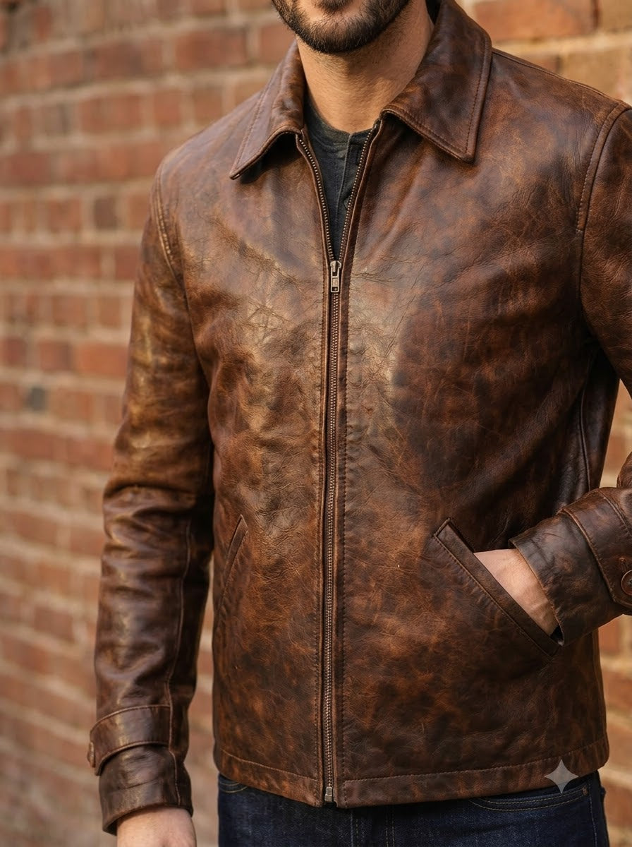 Taj Heritage Maverick Distressed Leather Jacket