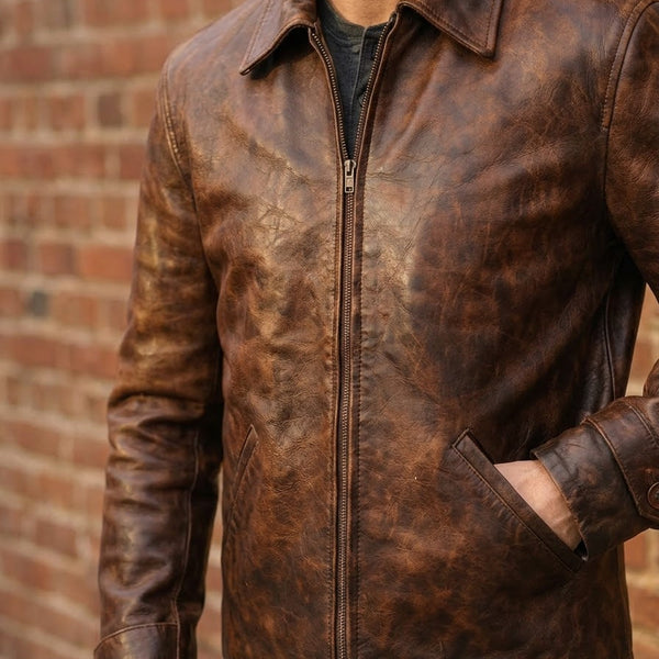 Taj Heritage Maverick Distressed Leather Jacket
