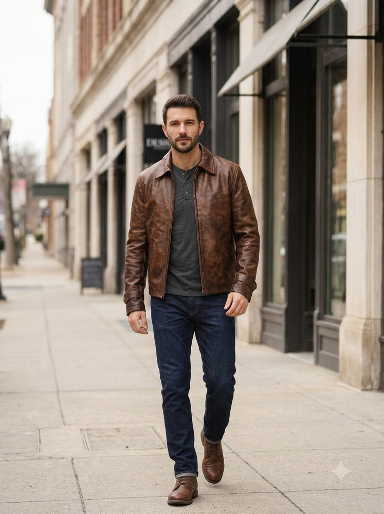 Taj Heritage Maverick Distressed Leather Jacket