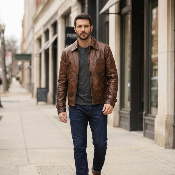 Taj Heritage Maverick Distressed Leather Jacket