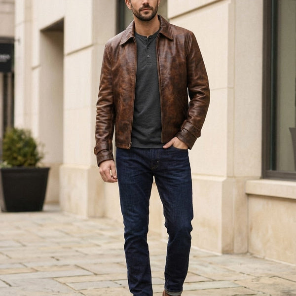 Taj Heritage Maverick Distressed Leather Jacket