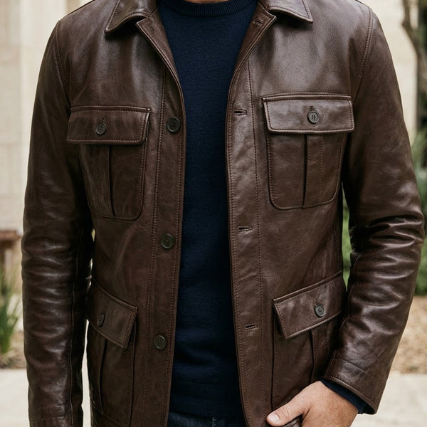 Taj Signature Commander Utility Leather Jacket