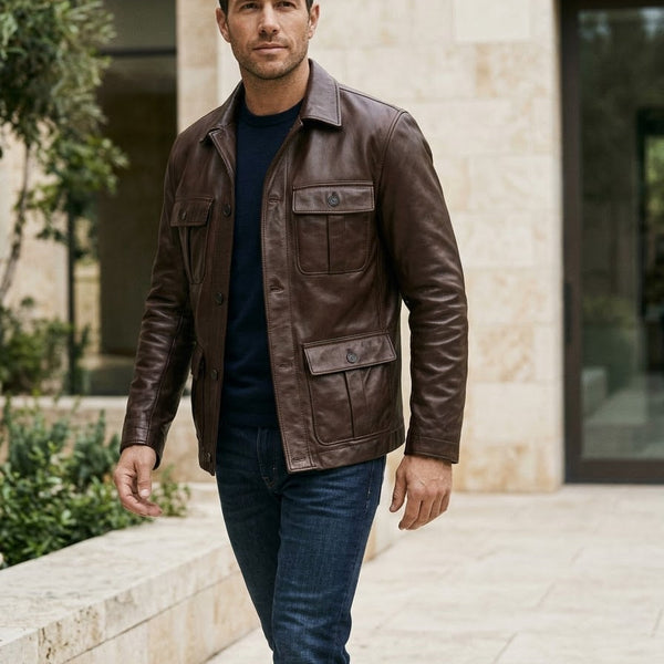Taj Signature Commander Utility Leather Jacket