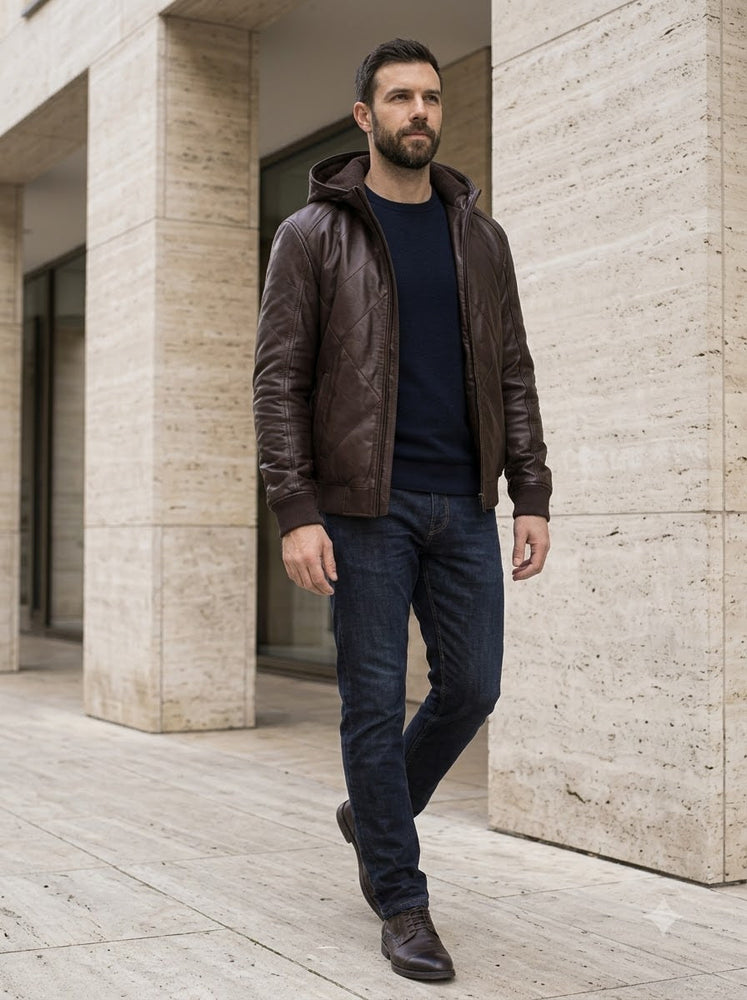 Taj Signature Yukon Hooded Leather Bomber