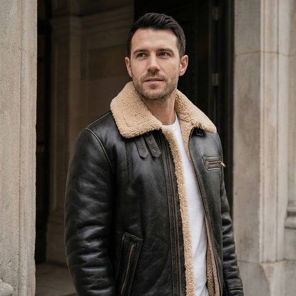 Taj Signature Aviator Shearling Leather Jacket