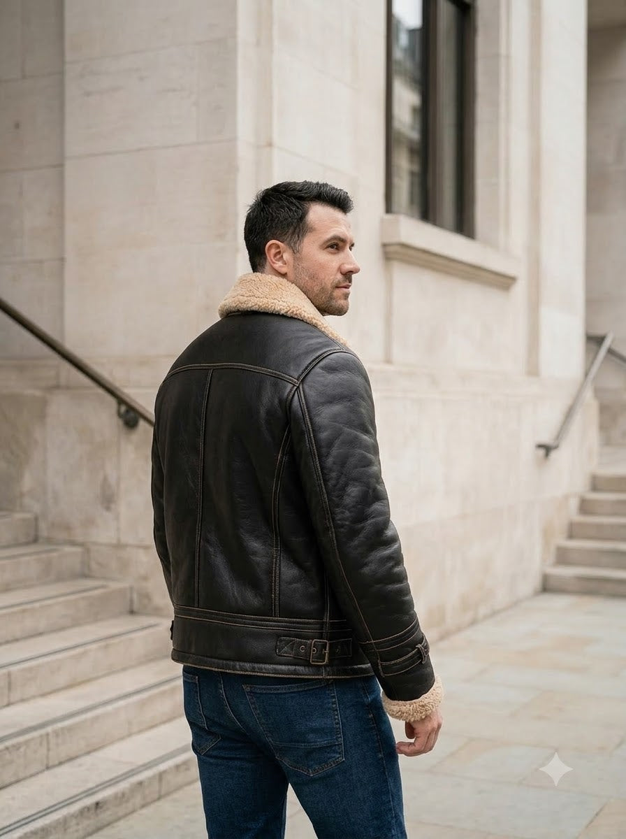 Taj Signature Aviator Shearling Leather Jacket