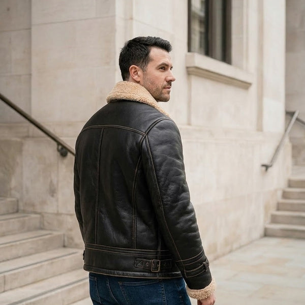 Taj Signature Aviator Shearling Leather Jacket