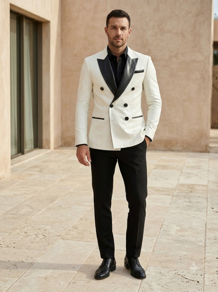 Taj Bespoke Royale Double-Breasted Leather Tuxedo Blazer