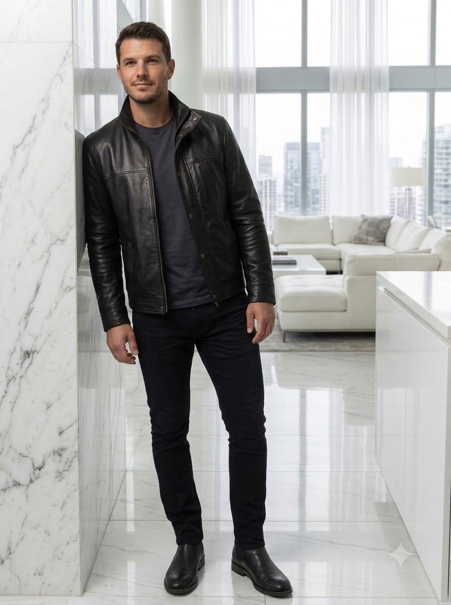 Taj Signature Stealth Minimalist Leather Jacket