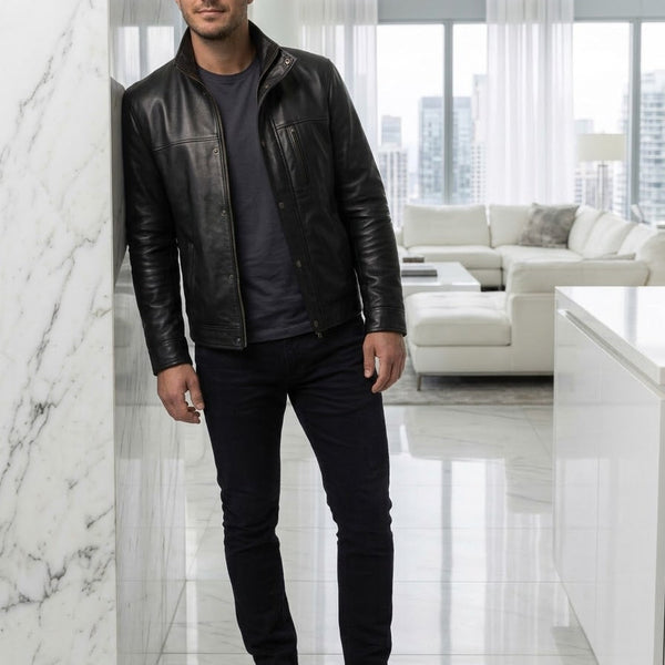 Taj Signature Stealth Minimalist Leather Jacket