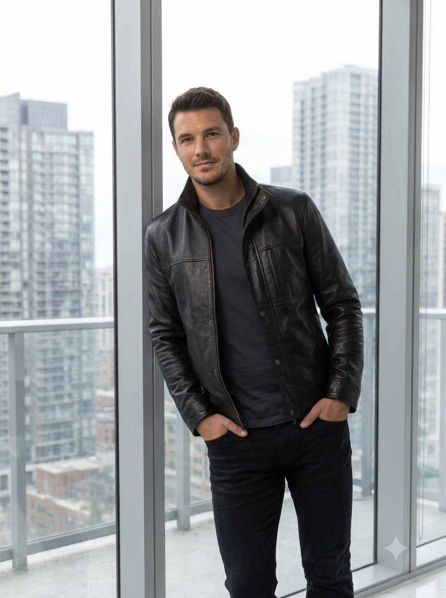Taj Signature Stealth Minimalist Leather Jacket