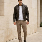 Taj Signature Ghost Rider Ribbed Biker Jacket