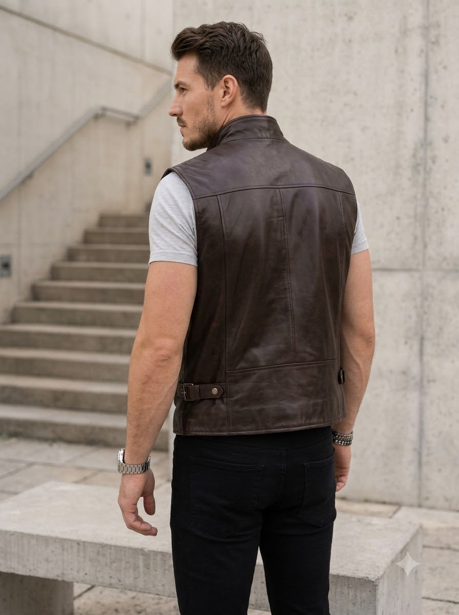 Taj Heritage Ranger Leather Waistcoat Gilet