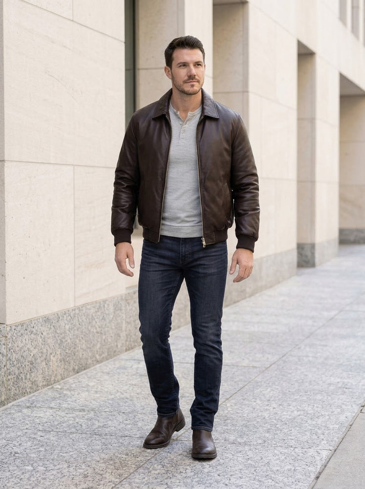 Taj Signature Metropolitan Leather Bomber