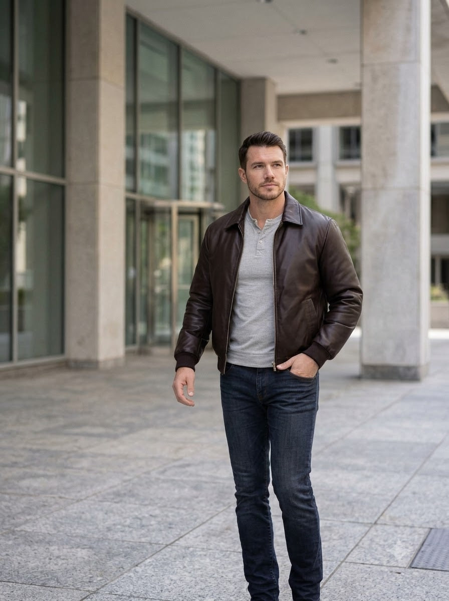 Taj Signature Metropolitan Leather Bomber