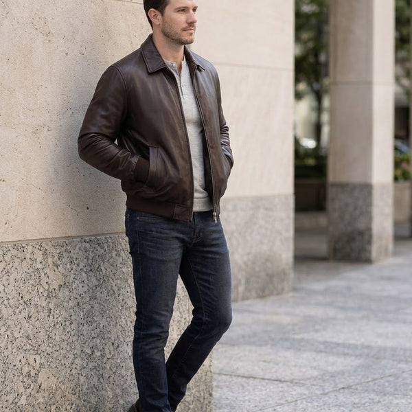 Taj Signature Metropolitan Leather Bomber