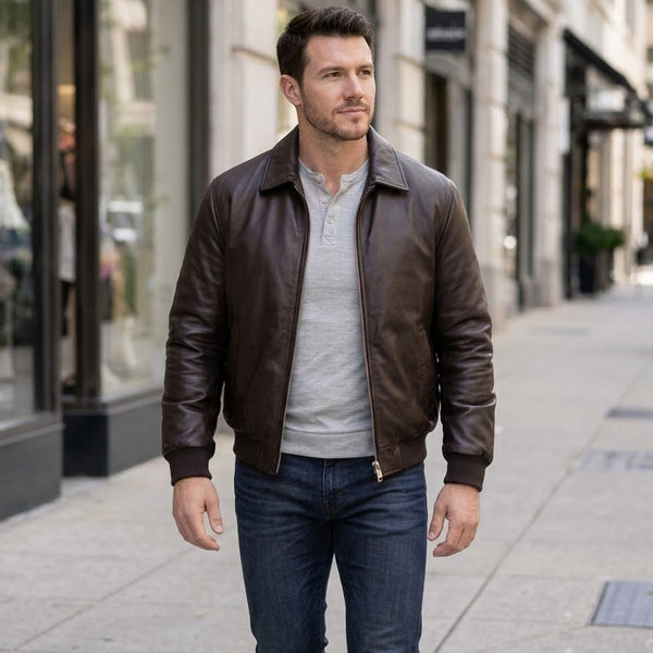 Taj Signature Metropolitan Leather Bomber