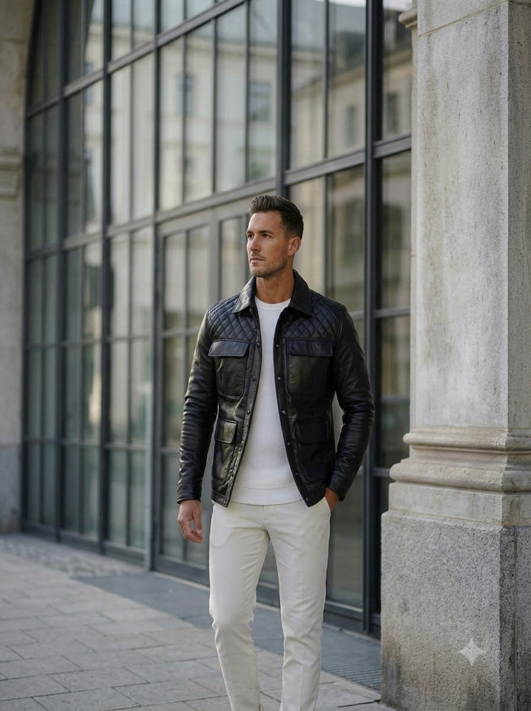 Taj Signature Vanguard Quilted Shoulder Leather Jacket