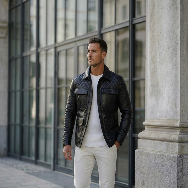 Taj Signature Vanguard Quilted Shoulder Leather Jacket