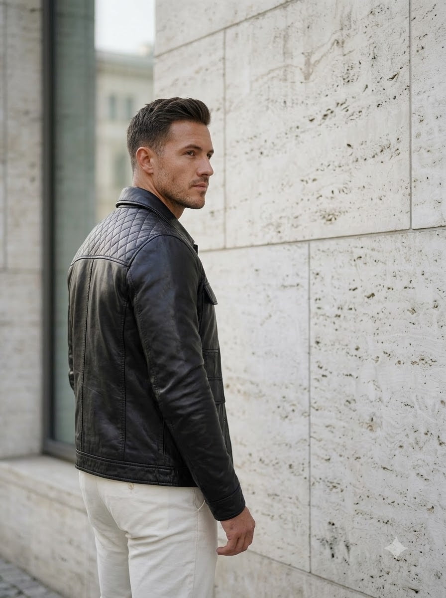 Taj Signature Vanguard Quilted Shoulder Leather Jacket