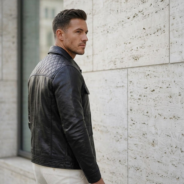 Taj Signature Vanguard Quilted Shoulder Leather Jacket