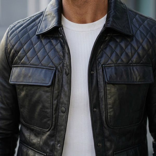 Taj Signature Vanguard Quilted Shoulder Leather Jacket