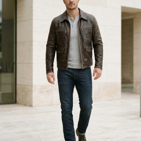 Taj Signature Modena Cafe Racer Leather Jacket