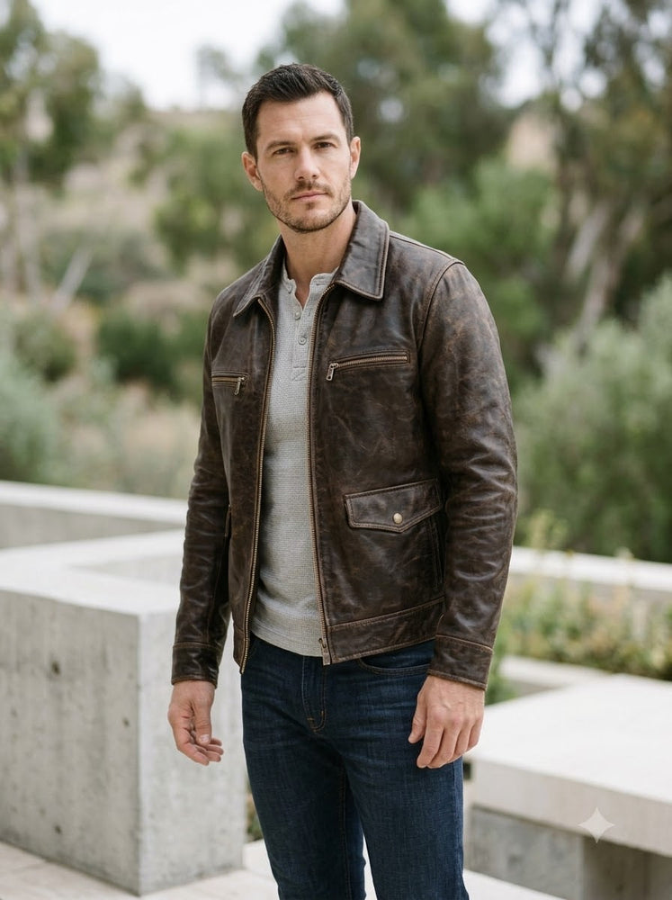 Taj Signature Modena Cafe Racer Leather Jacket