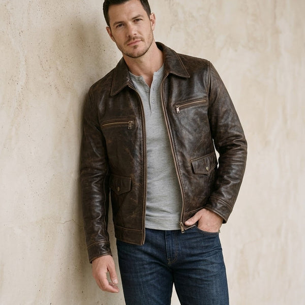 Taj Signature Modena Cafe Racer Leather Jacket