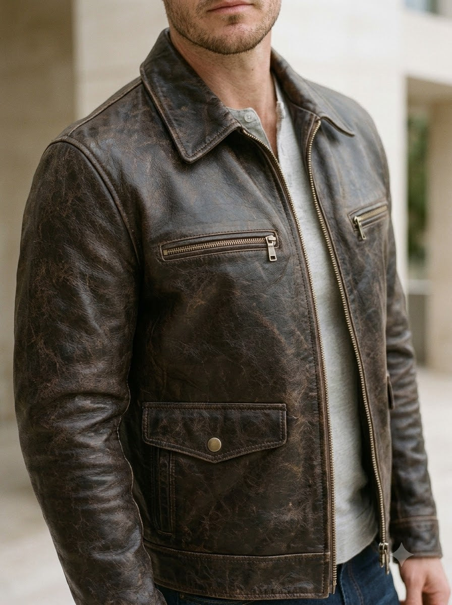 Taj Signature Modena Cafe Racer Leather Jacket