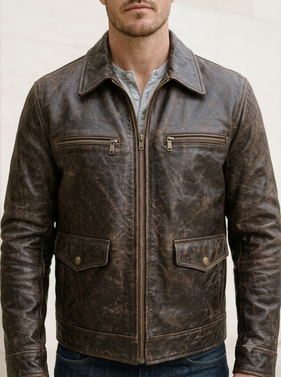 Taj Signature Modena Cafe Racer Leather Jacket
