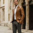 Taj Bespoke Milano Caramel Leather Blazer