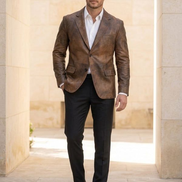 Taj Bespoke Milano Caramel Leather Blazer