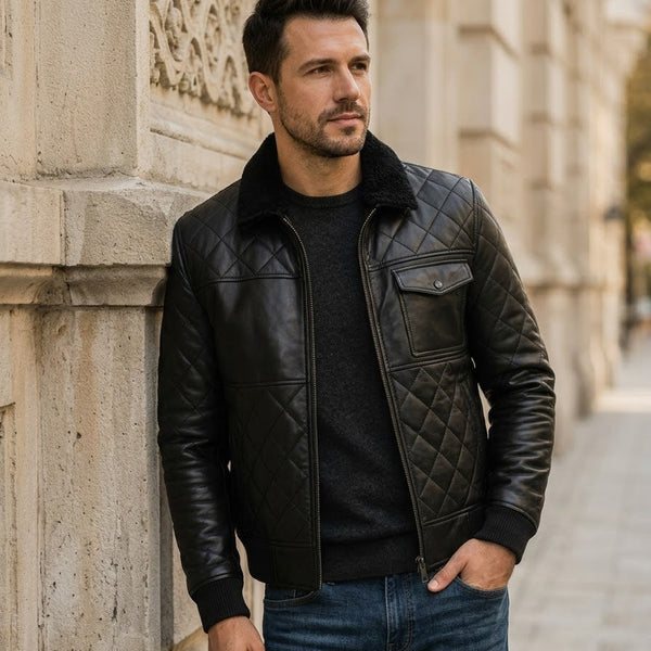 Taj Signature Shadow Armor Quilted Biker Jacket