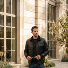 Taj Signature Shadow Armor Quilted Biker Jacket