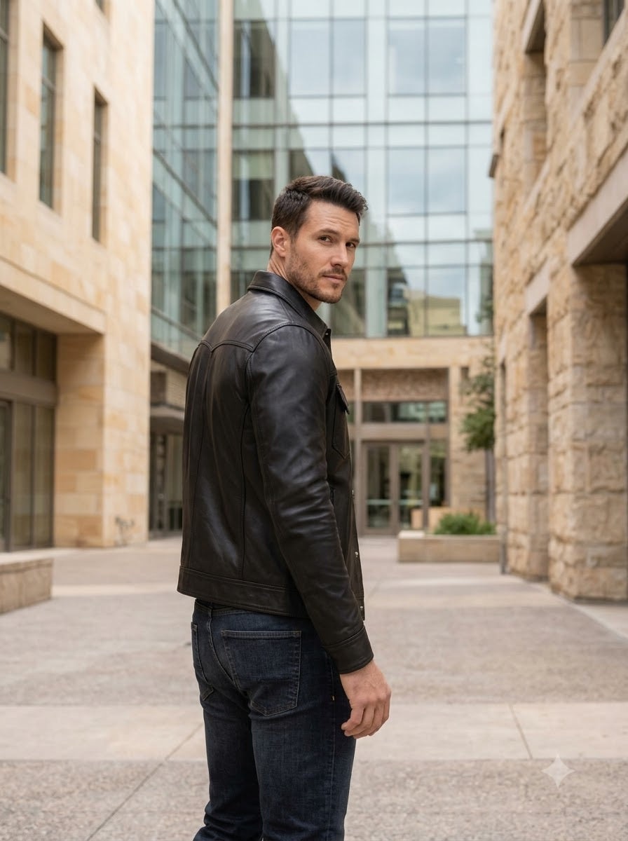 Taj Signature Spectre Minimalist Black Leather Jacket