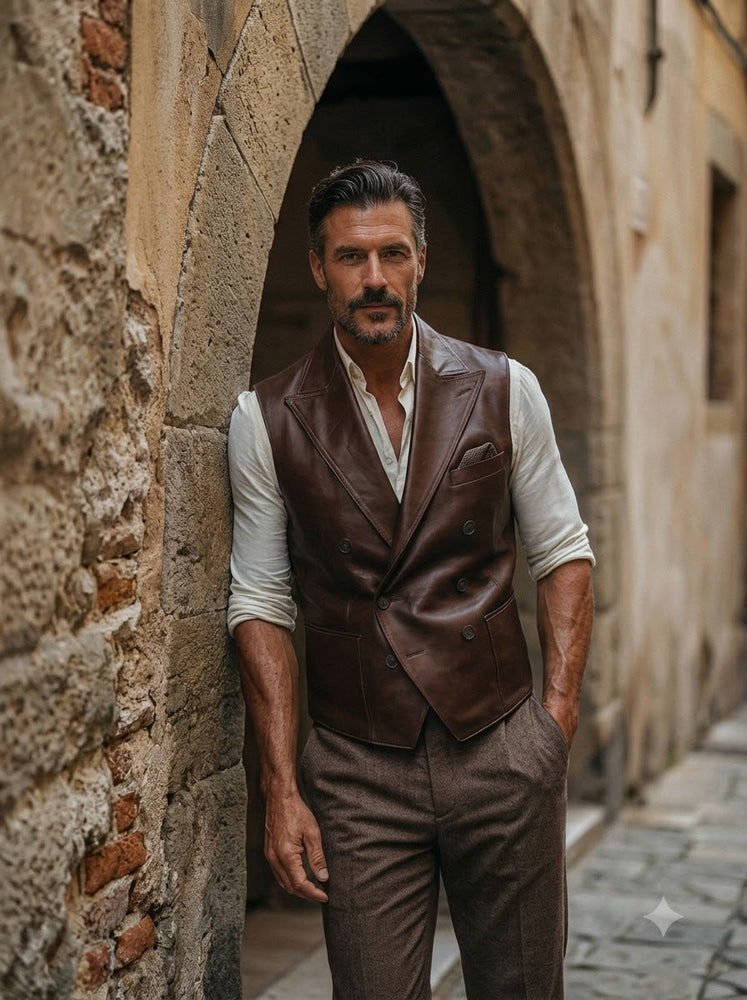 Taj Heritage Firenze Vintage Leather Waistcoat